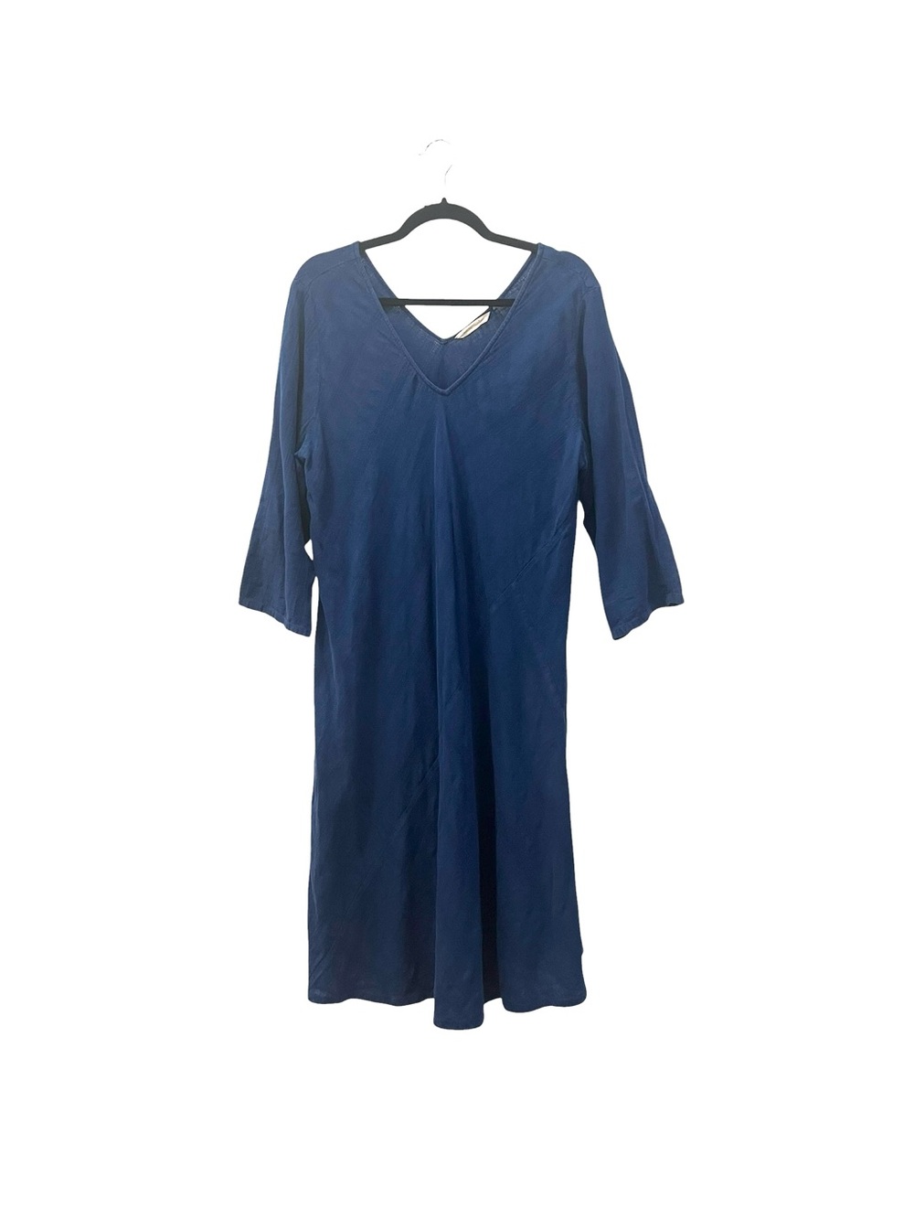 Soft Surroundings Royal Blue V-Neck Textured Linen Cotton Woven Midi Dress 1X